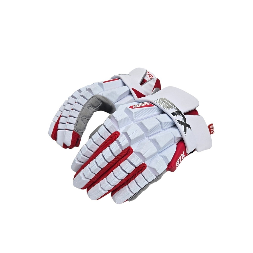 STX Surgeon RZR 2 Lacrosse Gloves Mens Large White Red GE RZ2F 03 WE/RD DK NEW